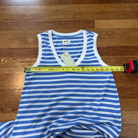 NWT Pact Softspun A-Line Tank Dress Blue and White Stripes Organic Cotton Medium - Picture 8 of 9